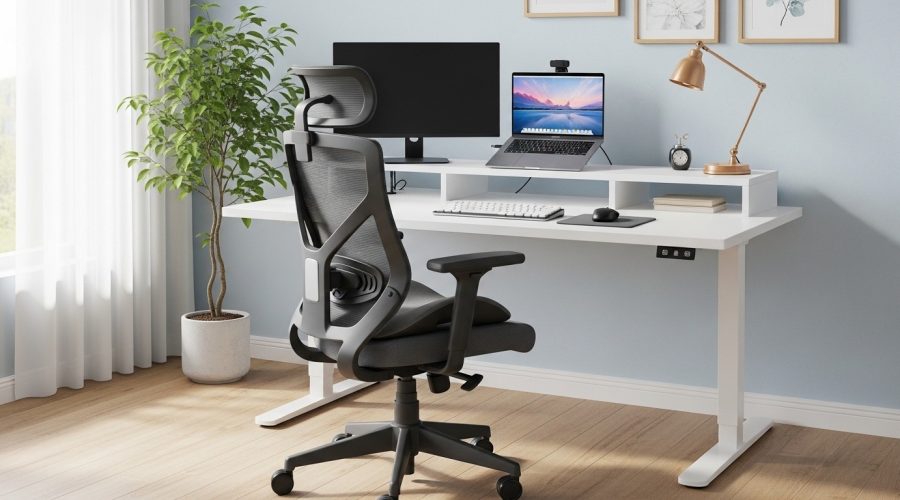 affordable ergonomic chair in modern home office remote work setup