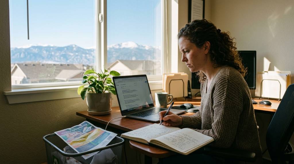 Professional remote workspace in Denver with cybersecurity focus